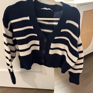 Zara Navy and White Striped Sweater